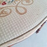 Antique chair turned wood sitting velvet flowers