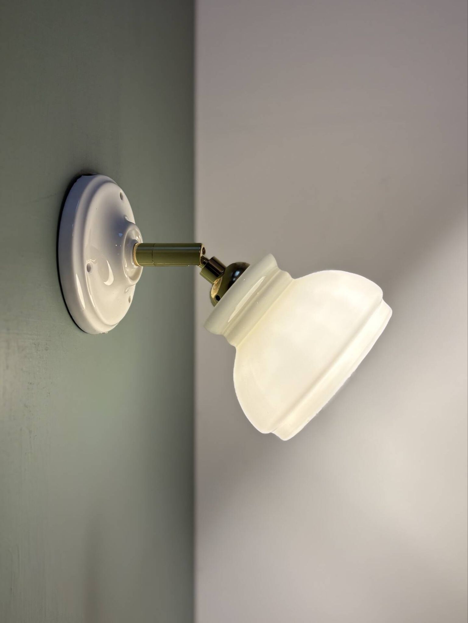 Vintage wall lamp shade in white opaline