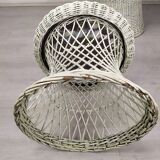 White rattan armchair and table