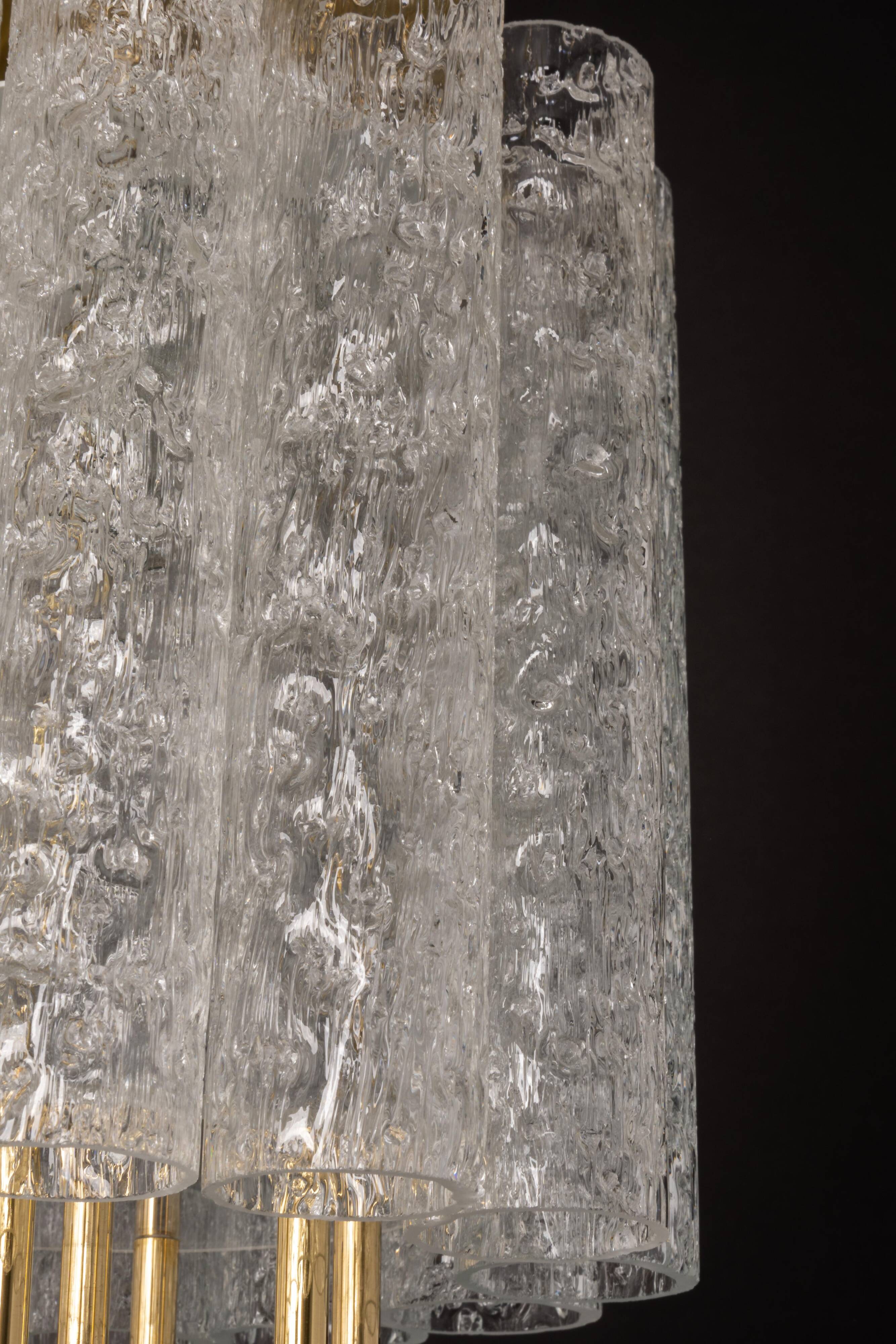 Pair of Murano glass tube pendants by Doria, Germany, 1960s.