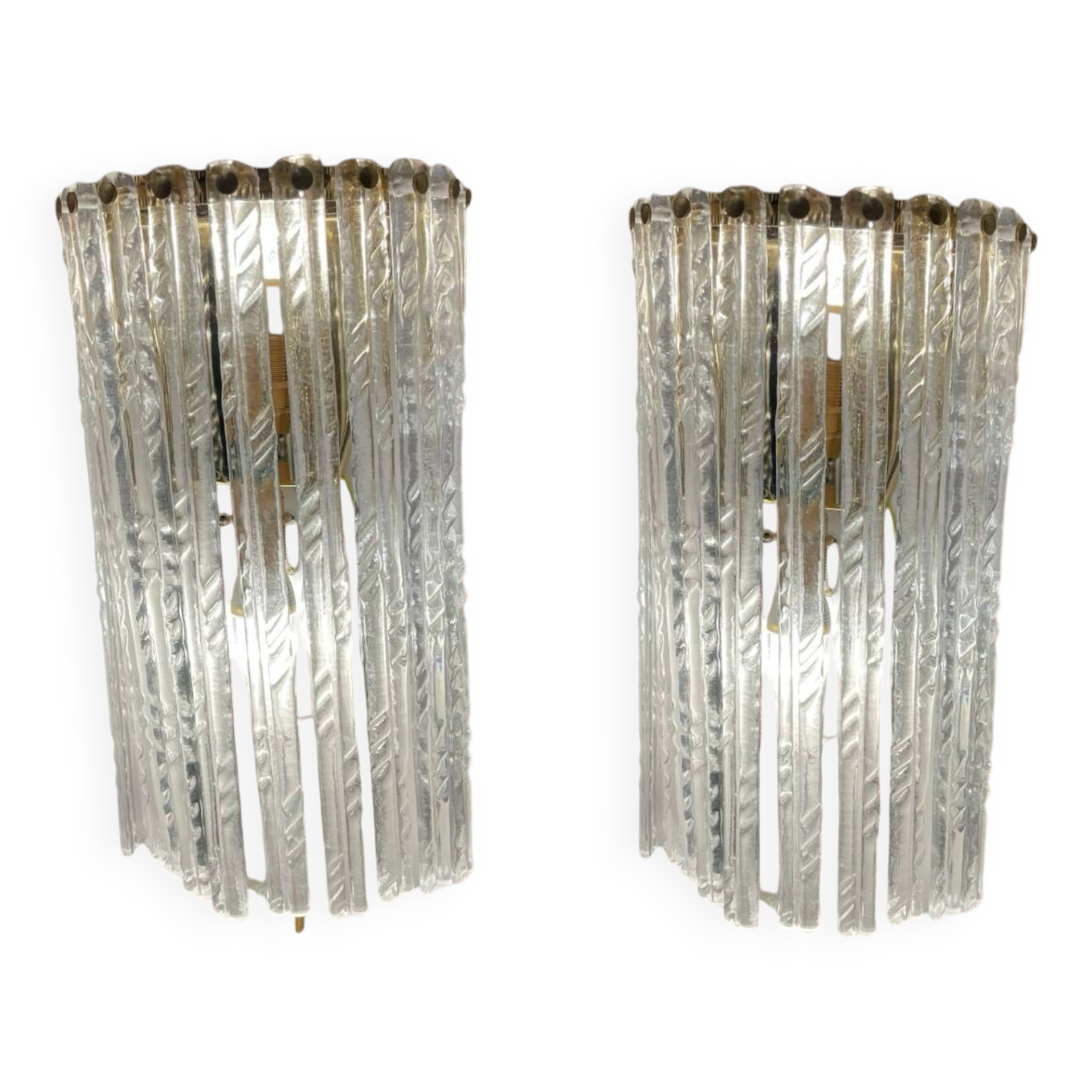 Large Murano Glass Brass Sconces