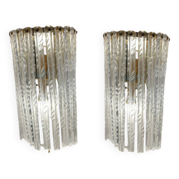 Grandes appliques en laiton et verre de Murano — Beyit