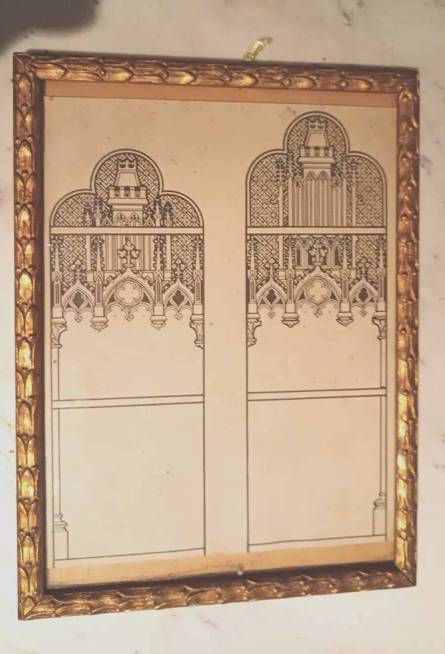 Ink drawing, early 1900s, study of stained glass windows