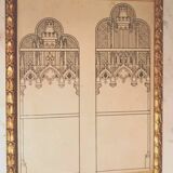 Ink drawing, early 1900s, study of stained glass windows