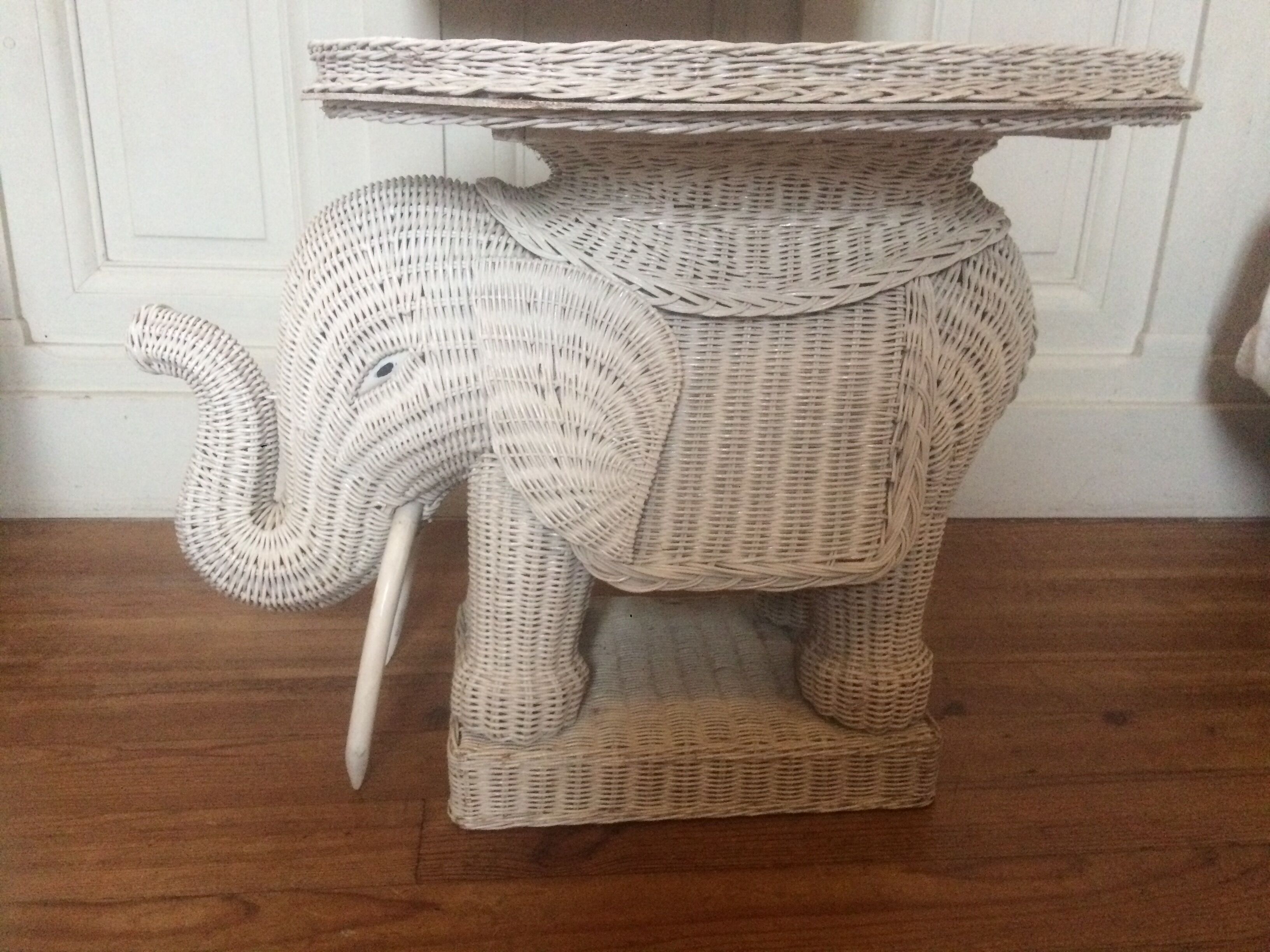 Vintage elephant wicker table 70