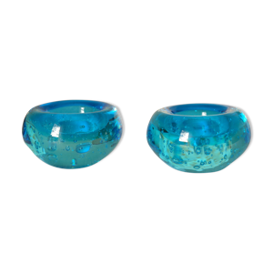 Paire de photophores ronds en verre