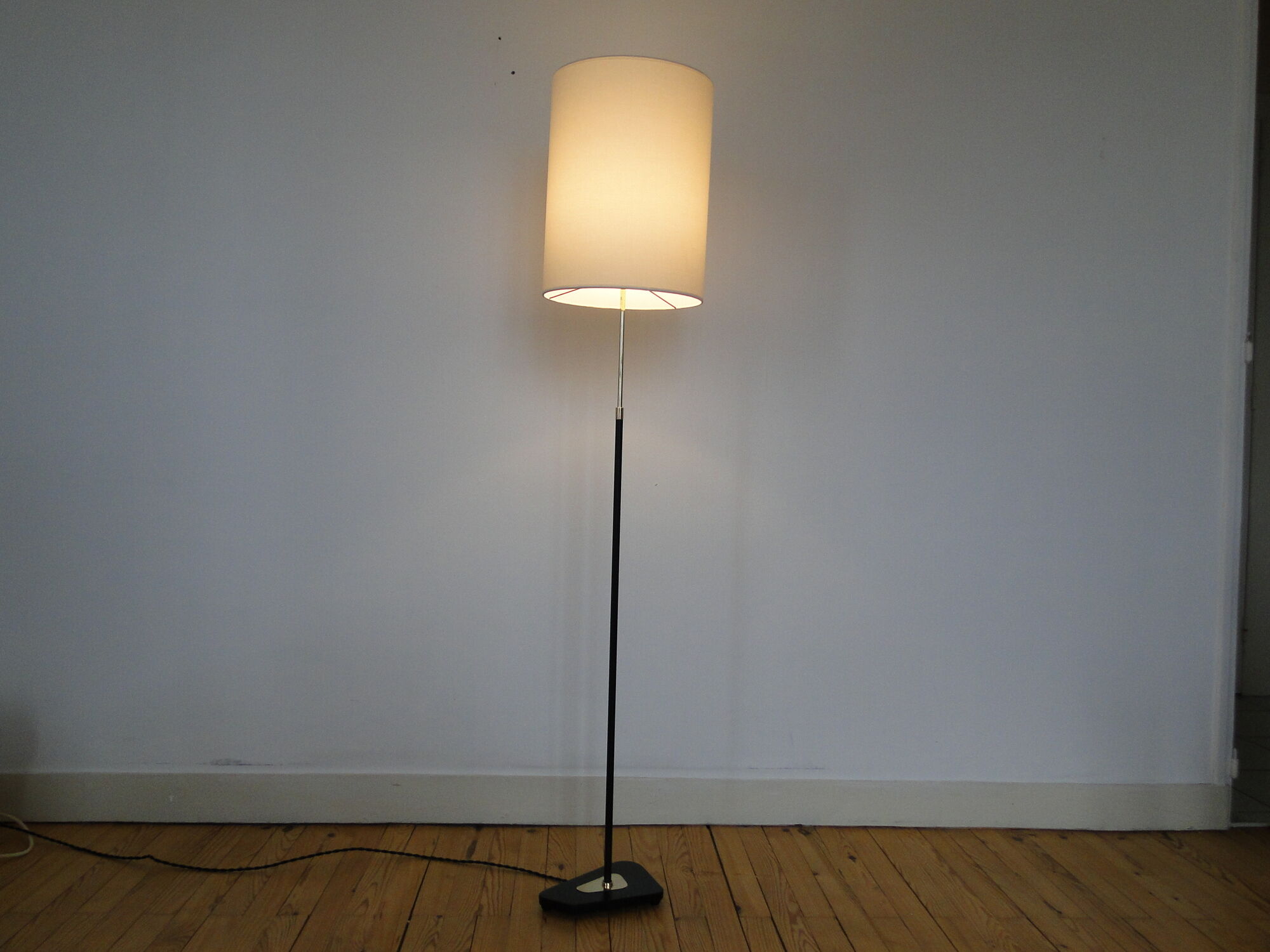 Adjustable vintage floor lamp by lunel 1950 france brass metal