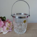 Vintage Cristal d'Arques ice bucket in transparent crystal, bar decoration