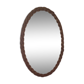 Antique rattan mirror