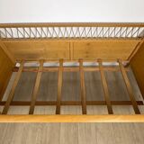 Bohemian wooden and rattan children's bed from the 60s