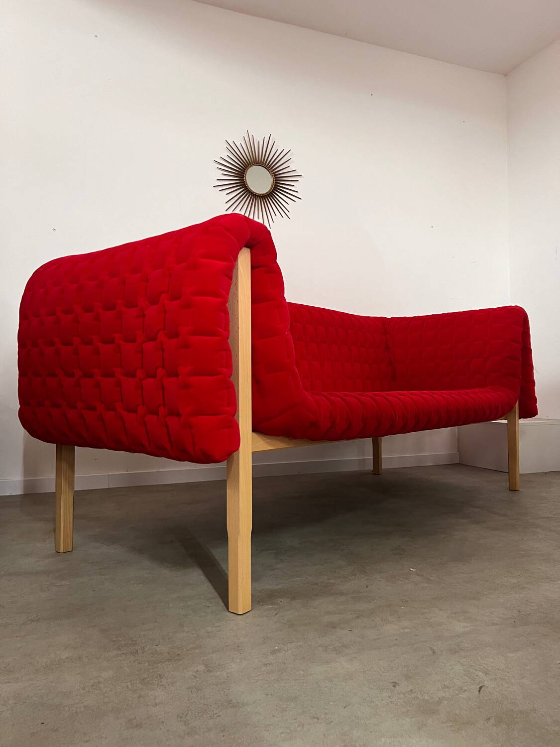 3-seater sofa Ligne Roset Ruché design Inga Sempé red alcantara