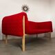 3-seater sofa Ligne Roset Ruché design Inga Sempé red alcantara