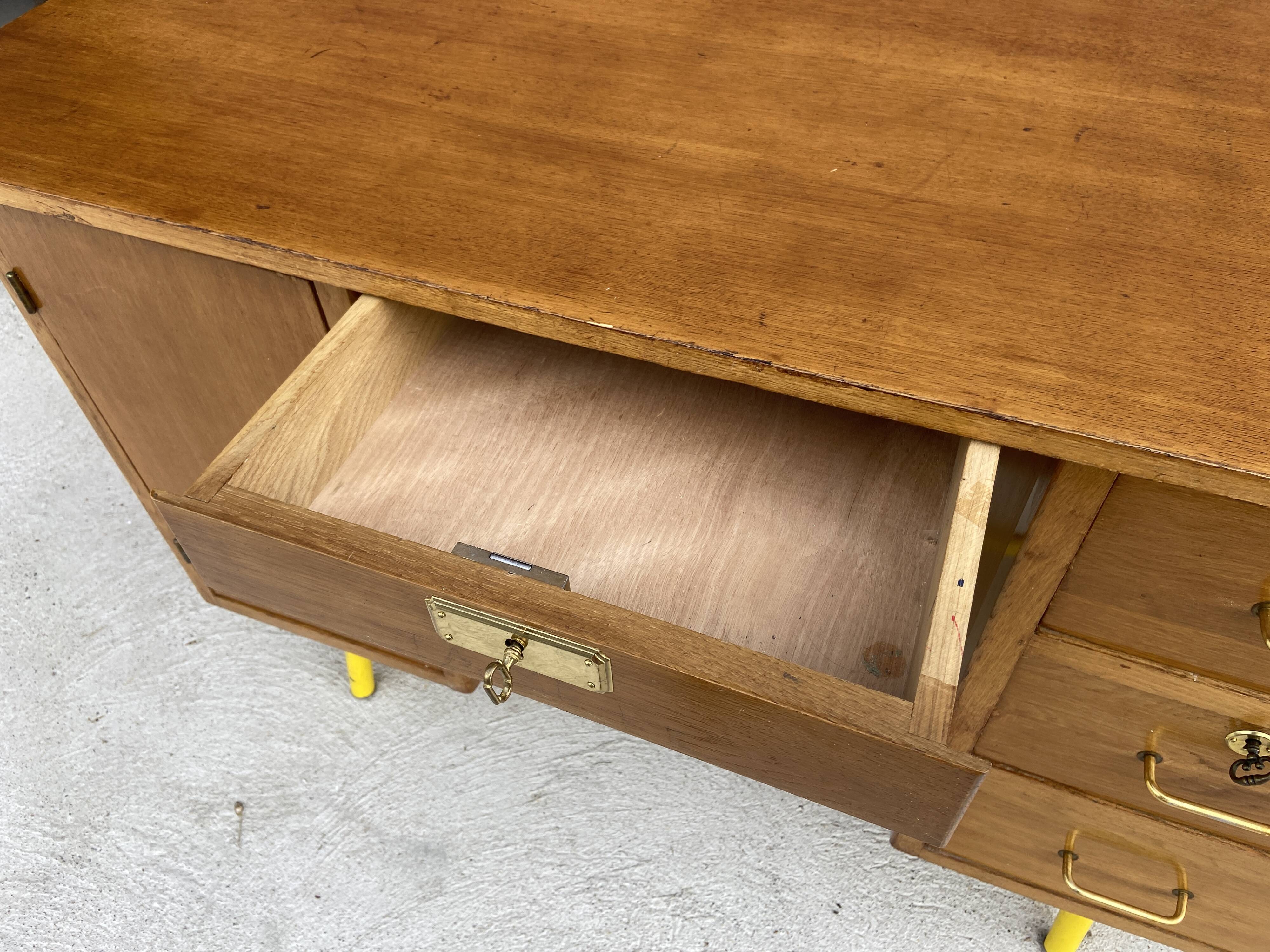 Vintage Schoolmaster's Desk Mullca Delagrave 1970 Mid-century Desk