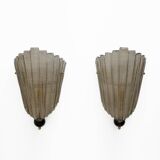 Pair of Modern Italian Murano Glass Textured Wall Sconces
