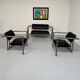 Brutalist living room with faux metal armchairs designed by Karl Friedrich Forster