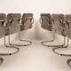 Guido Faleschini Italian Astro Chrome and Taupe Suede Armchairs for i4 Mariani