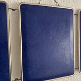 Vintage 1960 triptych mirror barber Mirbel blue Klein lizard imitation - 27