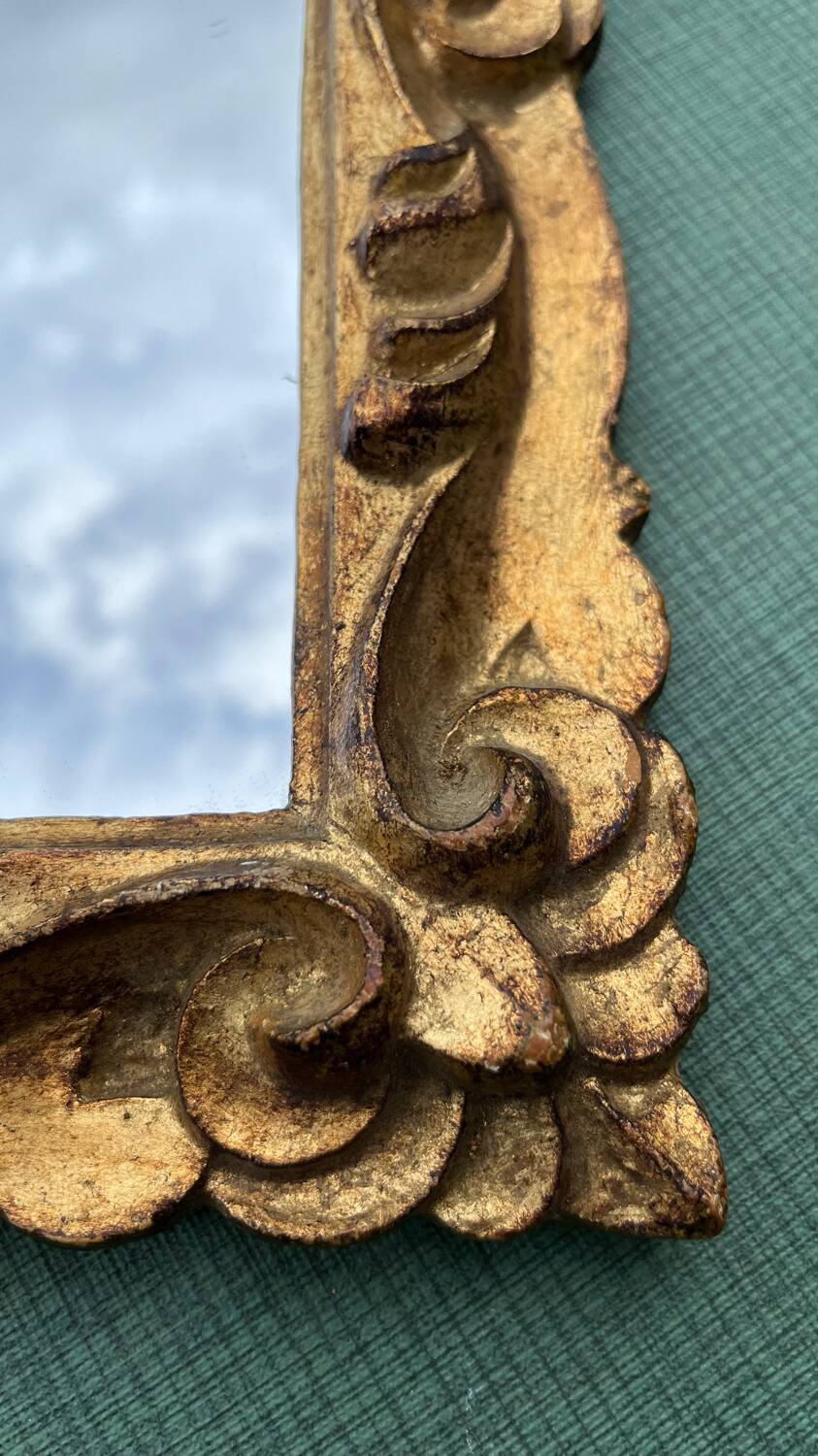 Miroir bois doré vintage  32,5 x 38