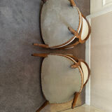 Pair of Louis XVI style medallion armchairs, late 19th / early 20th century.