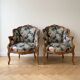 Louis XV style armchairs, the pair.