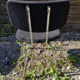 Pair Old Metal Chair Chromé - Vintage 70s Black Fabric