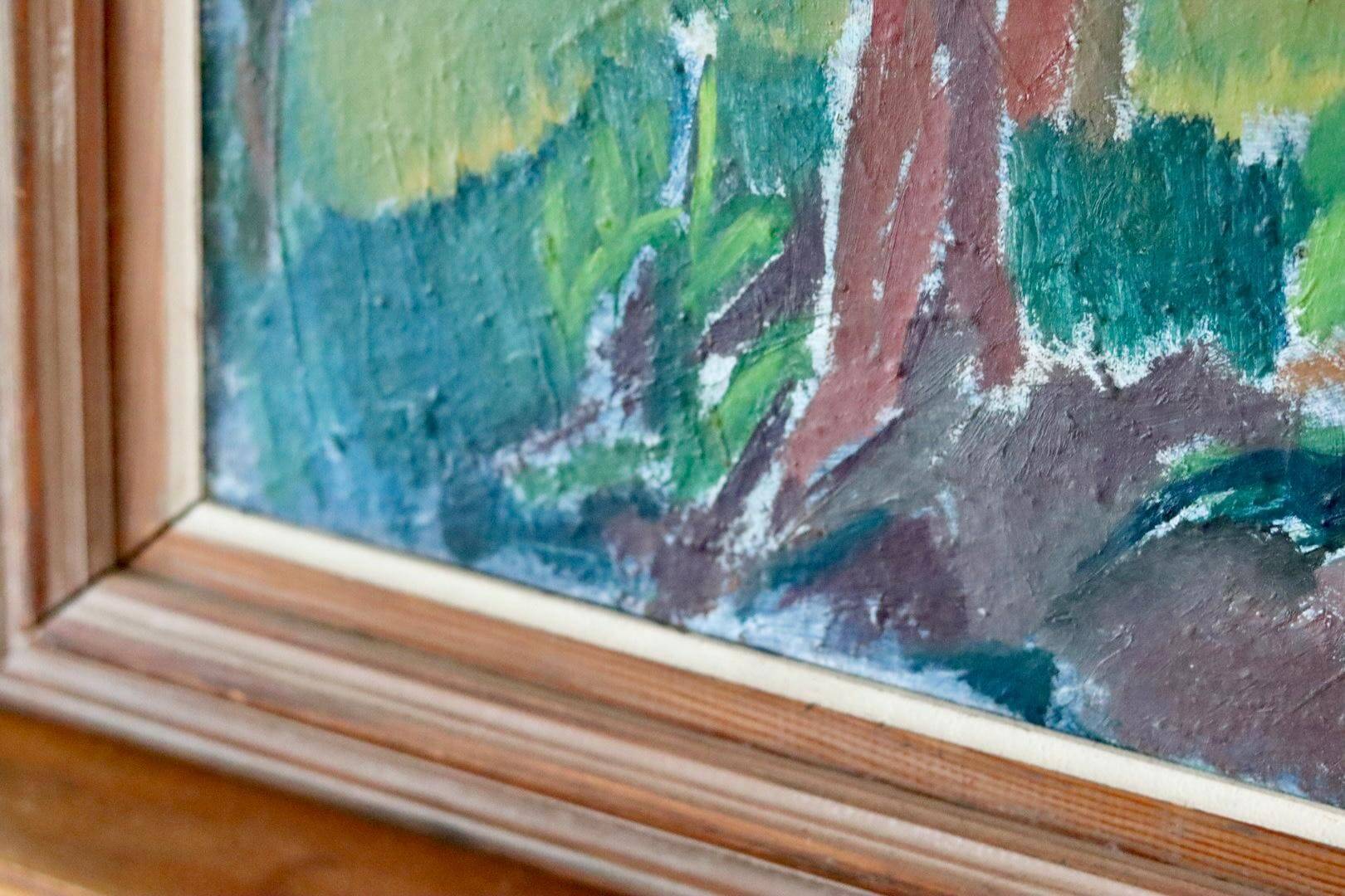 Huile sur toile suédoise originale du milieu du siècle « Öjersjö » par Sven Hamlet
