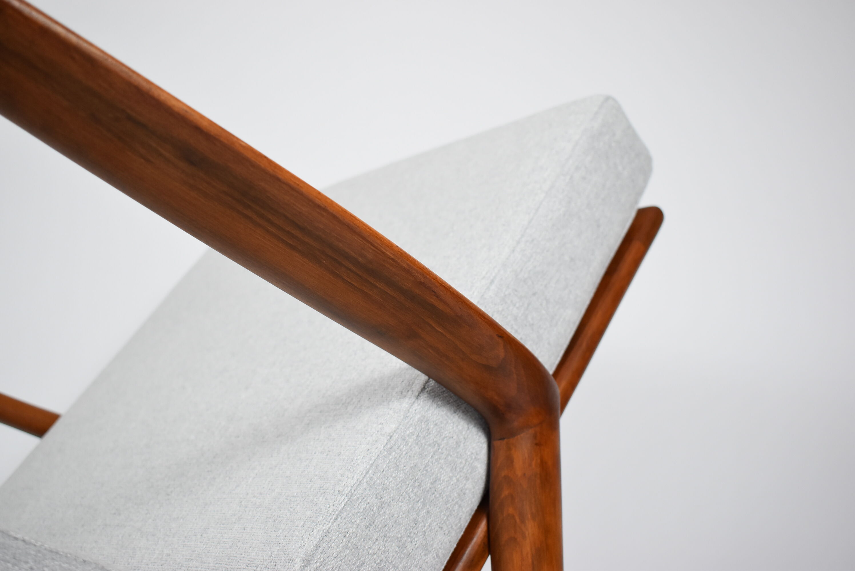 Scandinavian armchair Stefan, restored, 1960s, light grey, teak