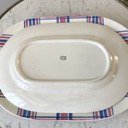 Duo of rectangular dishes HBCM model "Scottish" pink and blue 50s