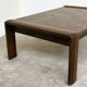 Vintage Belgian oak & fossil slate coffee table, brutalist modern, 1970s