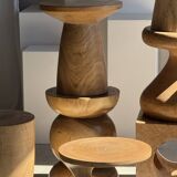 Natural solid mango side table (monoxyle) with conical legs.