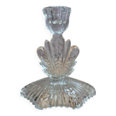 Bougeoir ancien en verre moulé pressé – décor Art déco