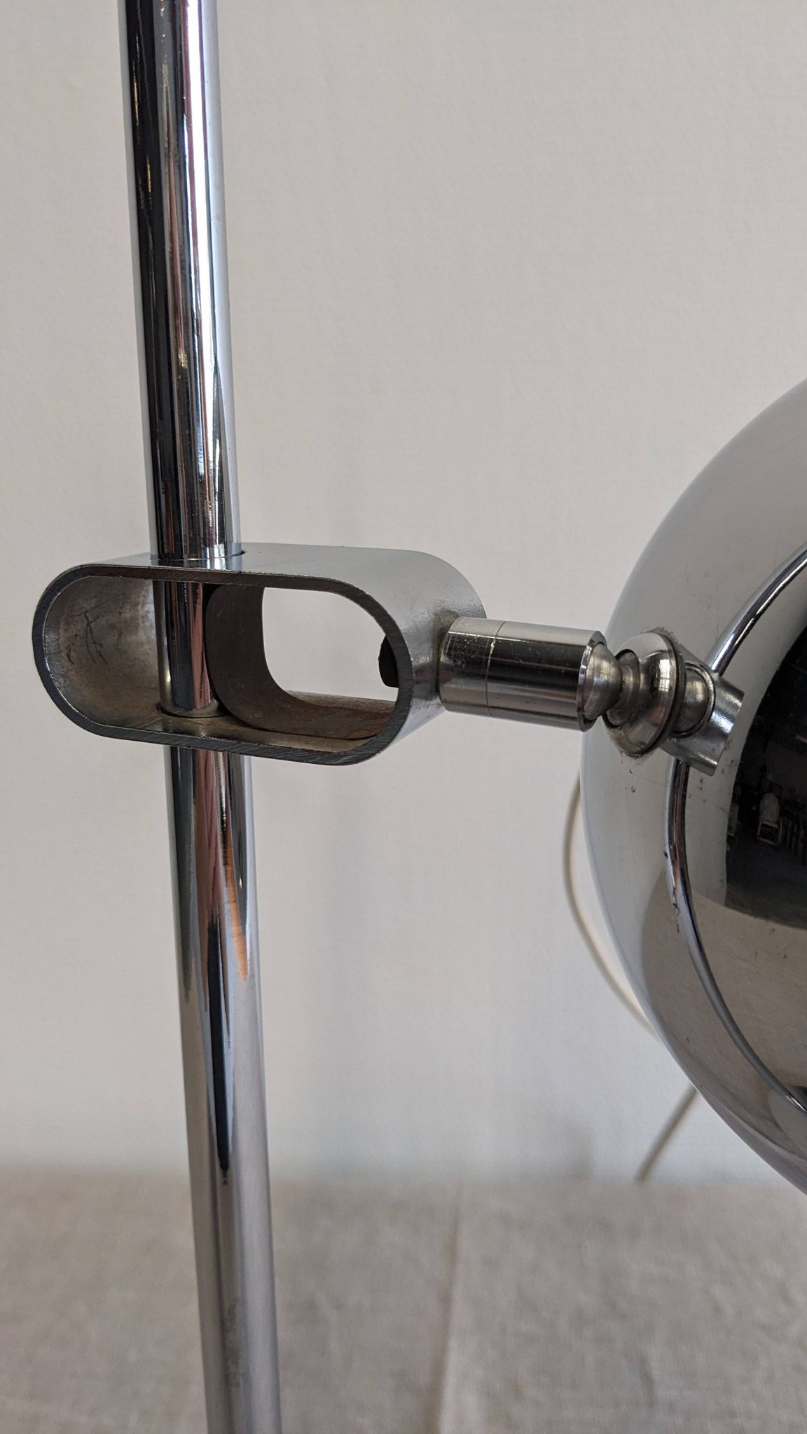 Chrome eye ball lamp, space age, Germany circa 1970.