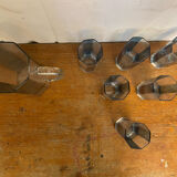 OCTIME Octagonal Orangeade Carafe with Molded Glass and 6 Wine Glasses