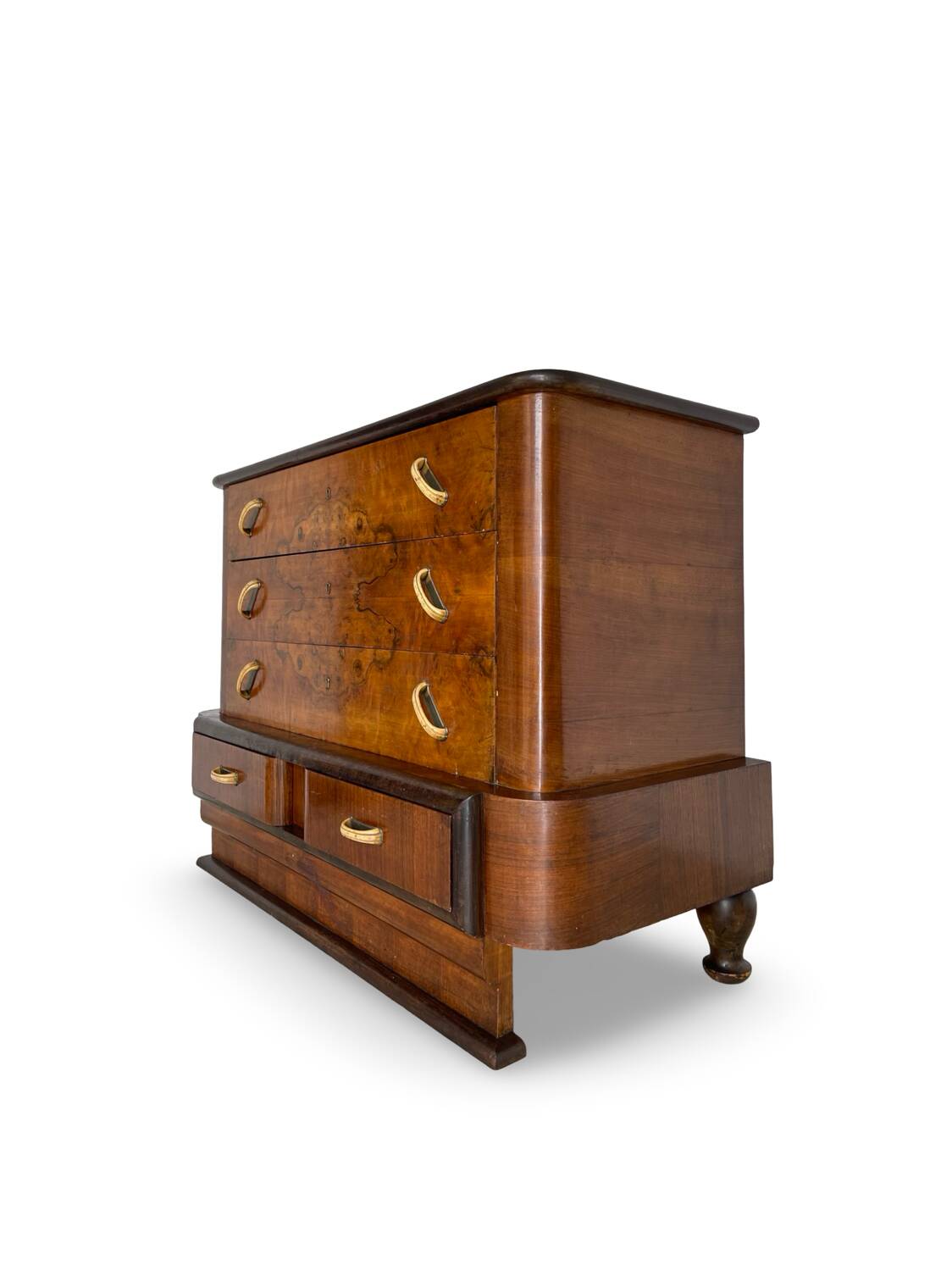 Commode italienne Art déco en ronce de noyer, années 1920