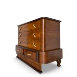 Commode italienne Art déco en ronce de noyer, années 1920