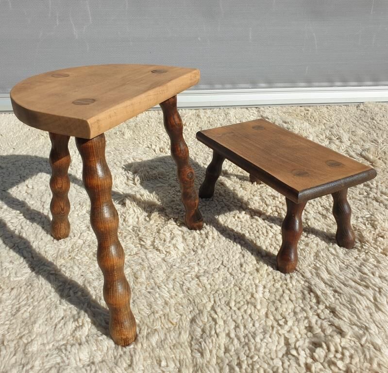 Set 2 decorative milking stools Nature