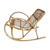 Rocking-chair en rotin années 60