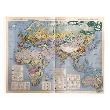 Ancient agricultural map Ancient Continent — Vegetation, Crops, Livestock