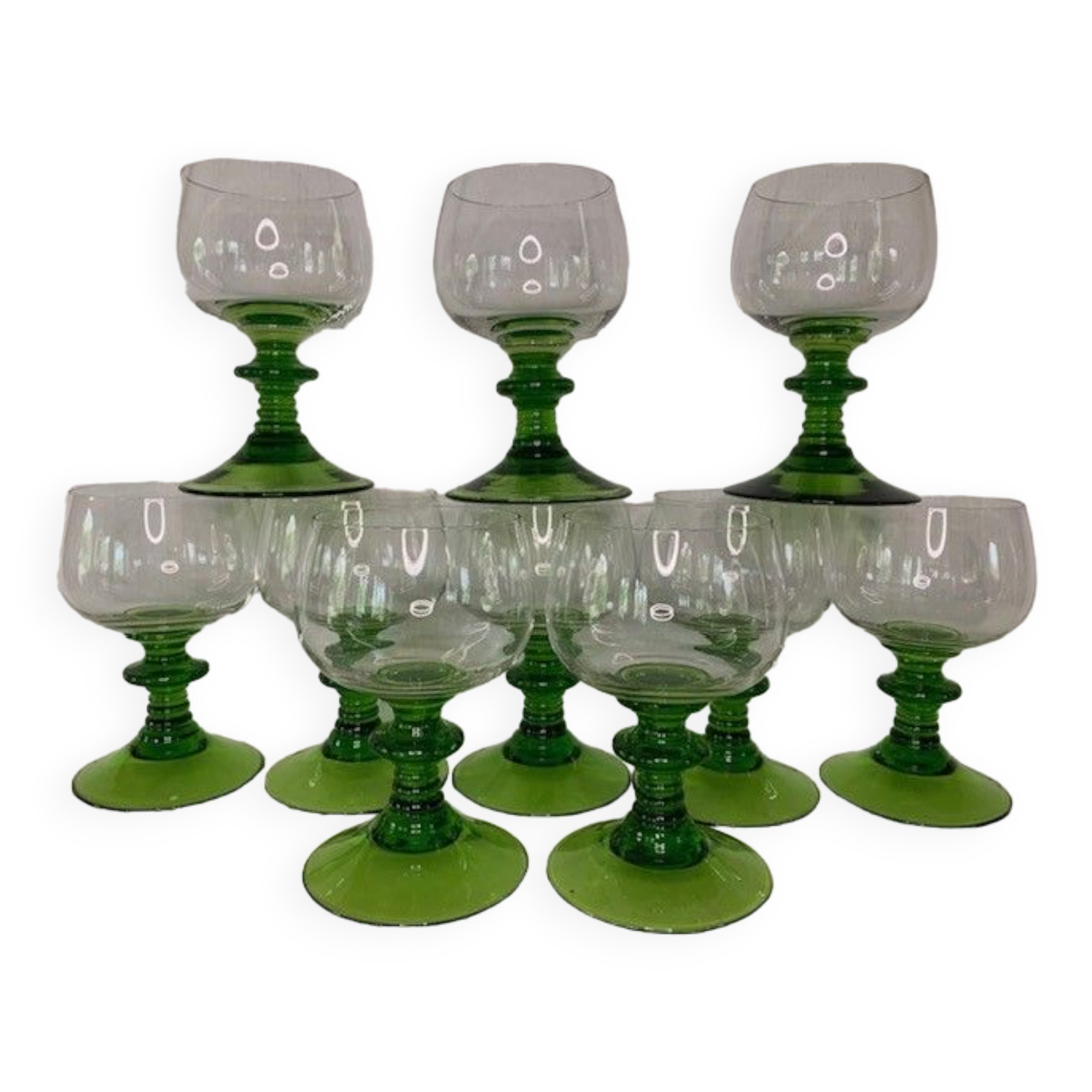 White wine glasses of Alsace ROEMER in crystal green foot