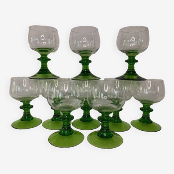 White wine glasses of Alsace ROEMER in crystal green foot