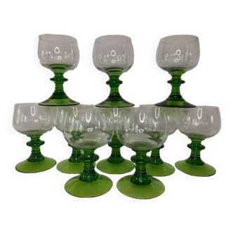White wine glasses of Alsace ROEMER in crystal green foot