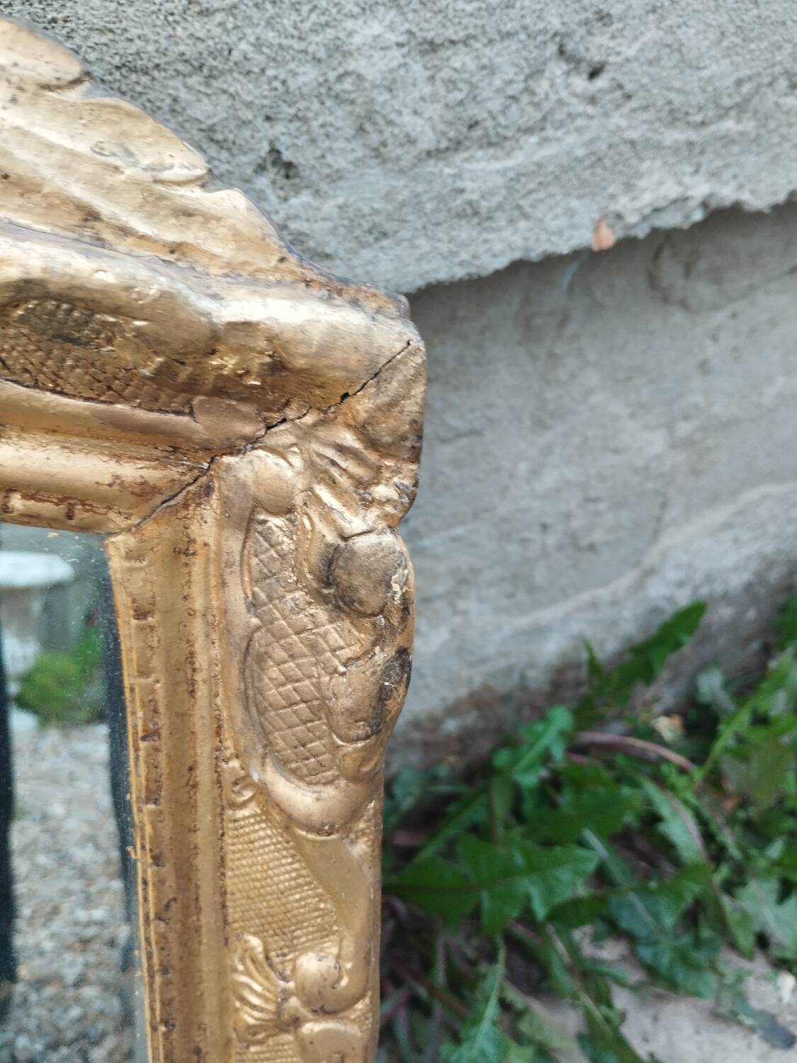 Antique Louis XVI style gilded wood mirror