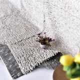 9x10 White Black %100 Wool Turkish Vintage Rug 277x296Cm