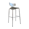 Bar chair with back hammer in white wood and chromed metal