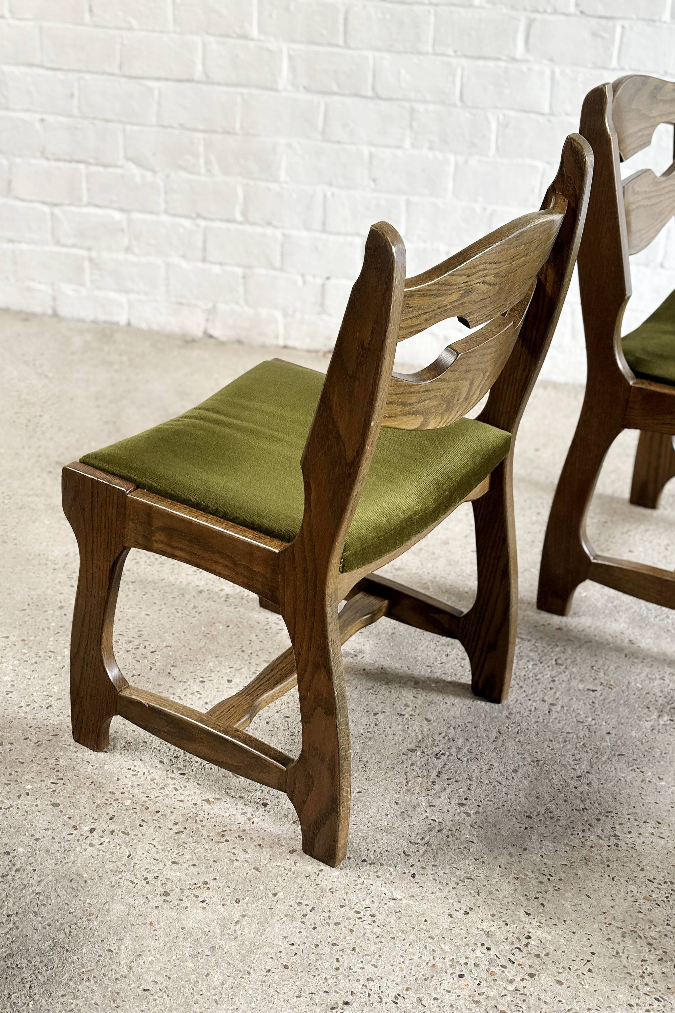 Dining Chairs in Wood and Fabric attributed to Guillerme Et Chambron, 1950s, Set of 6