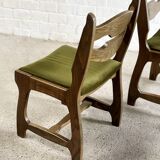 Dining Chairs in Wood and Fabric attributed to Guillerme Et Chambron, 1950s, Set of 6