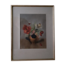 Framed watercolor, bouquet of spring flowers