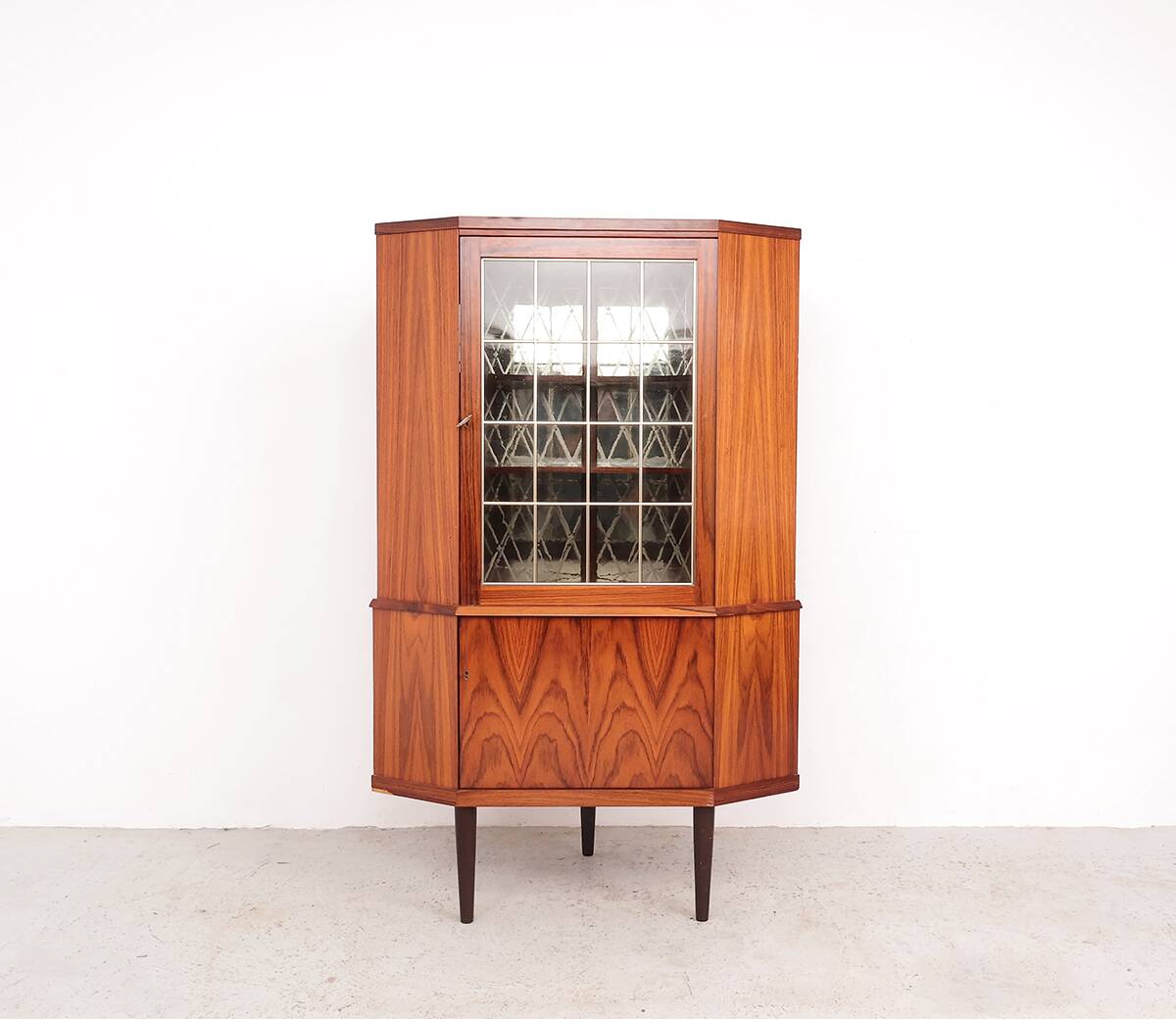 Danish rosewood corner display cabinet, 1960s