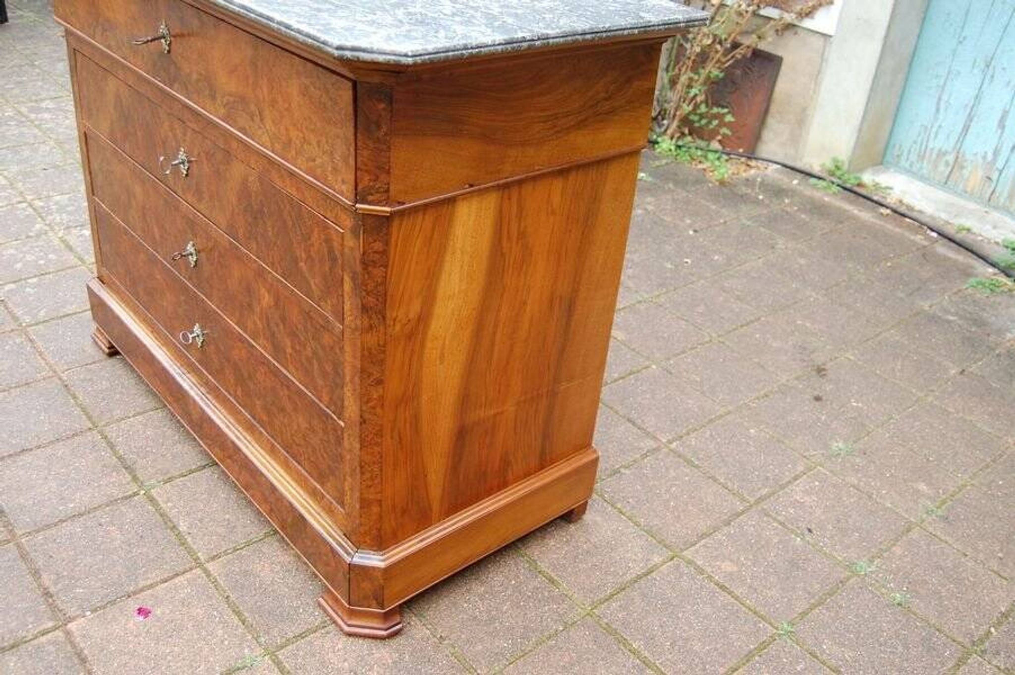 Commode secrétaire d'époque Louis Philippe en noyer du 19e siècle