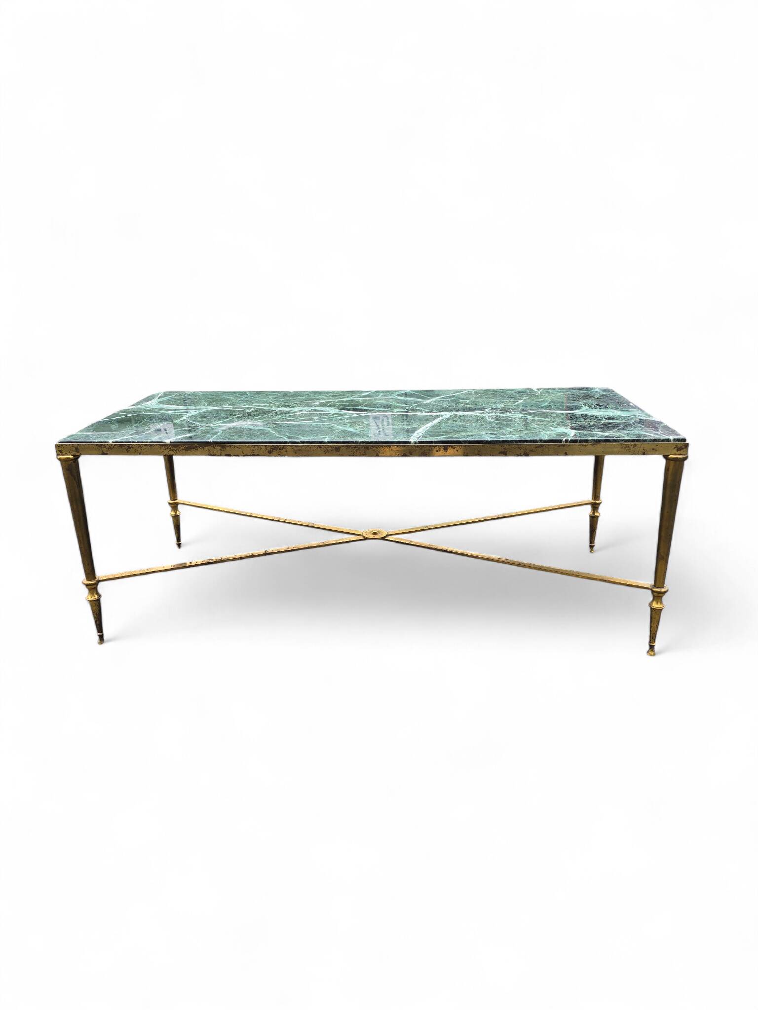 Green marble and brass coffee table